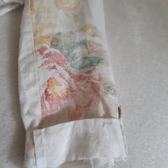 Chico's Women's Size Small (O) White Floral 100% Linen Open Draped Blazer - Picture 8 of 14